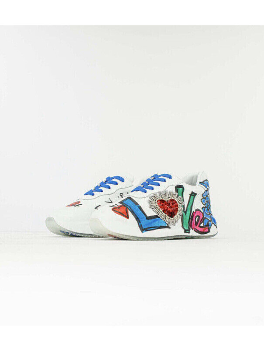 Camuzares Love Womens Lace Up Stylish Sneakers Size 7 Sequin Heart Detail